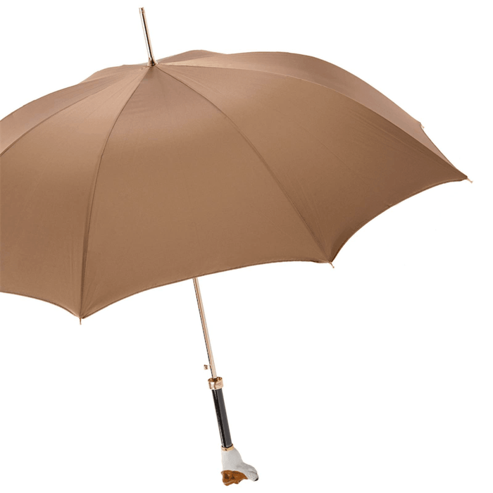 Whimsical Exclusive Jack Russell Handle Beige Umbrella