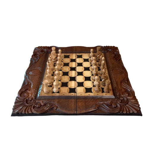 Custom carved wooden backgammon set