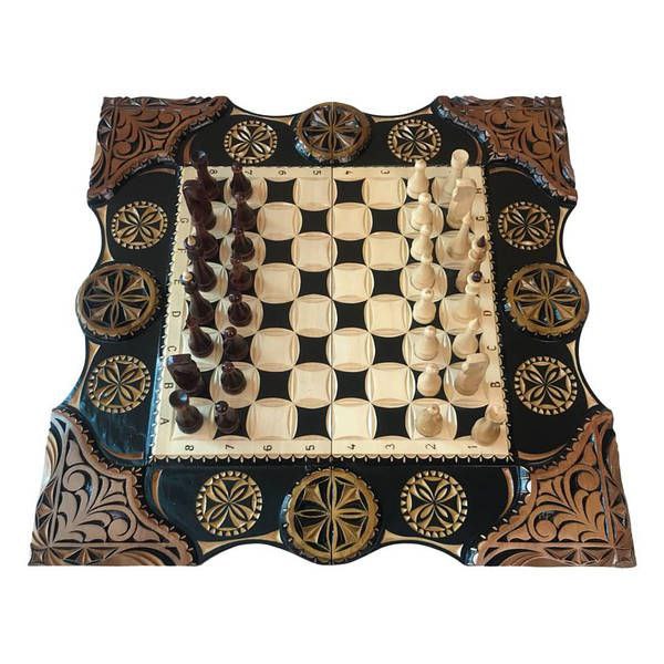 Handmade Wooden Chess Set, Backgammon Set, Checkers Set 3 In 1