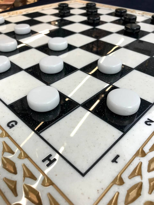 Set of Acrylic Stone Checkers Pieces, Backgammon Chips