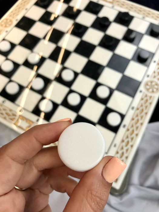 Two-in-One Set: 27mm Acrylic Stone Checkers and Backgammon Chips