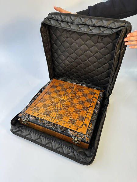 Travel Chess Board Storage Case Bag: 40 x 40 x 8 cm