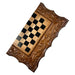 Intricately carved wooden backgammon set