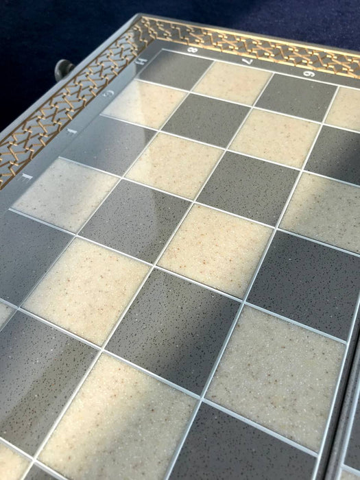 Elegant grey stone chess set