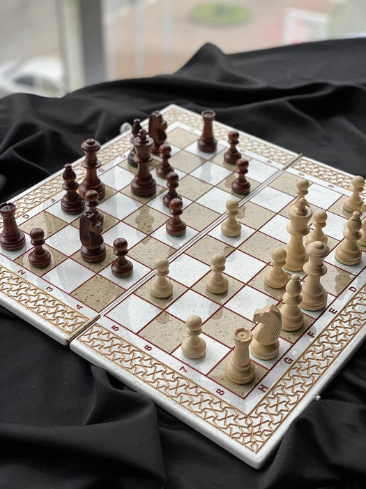 Unique Limited Edition Luxury White Acrylic Stone Chess