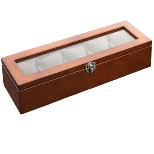 Premium Quality Brown Wood Watch Box with 5 Slots