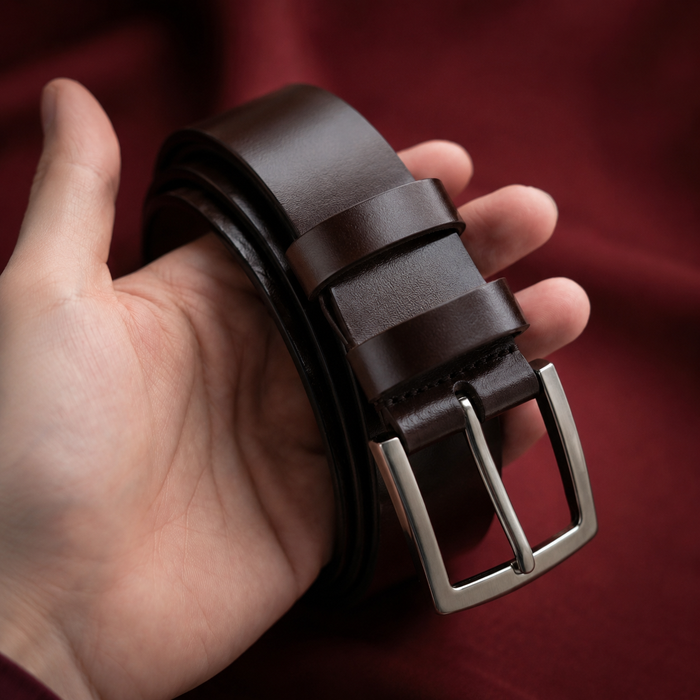 premium men's brown leather belt
