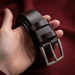 premium men's brown leather belt