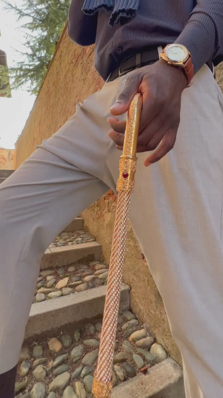 Unique Walking Cane Encrusted with Swarovski Crystals