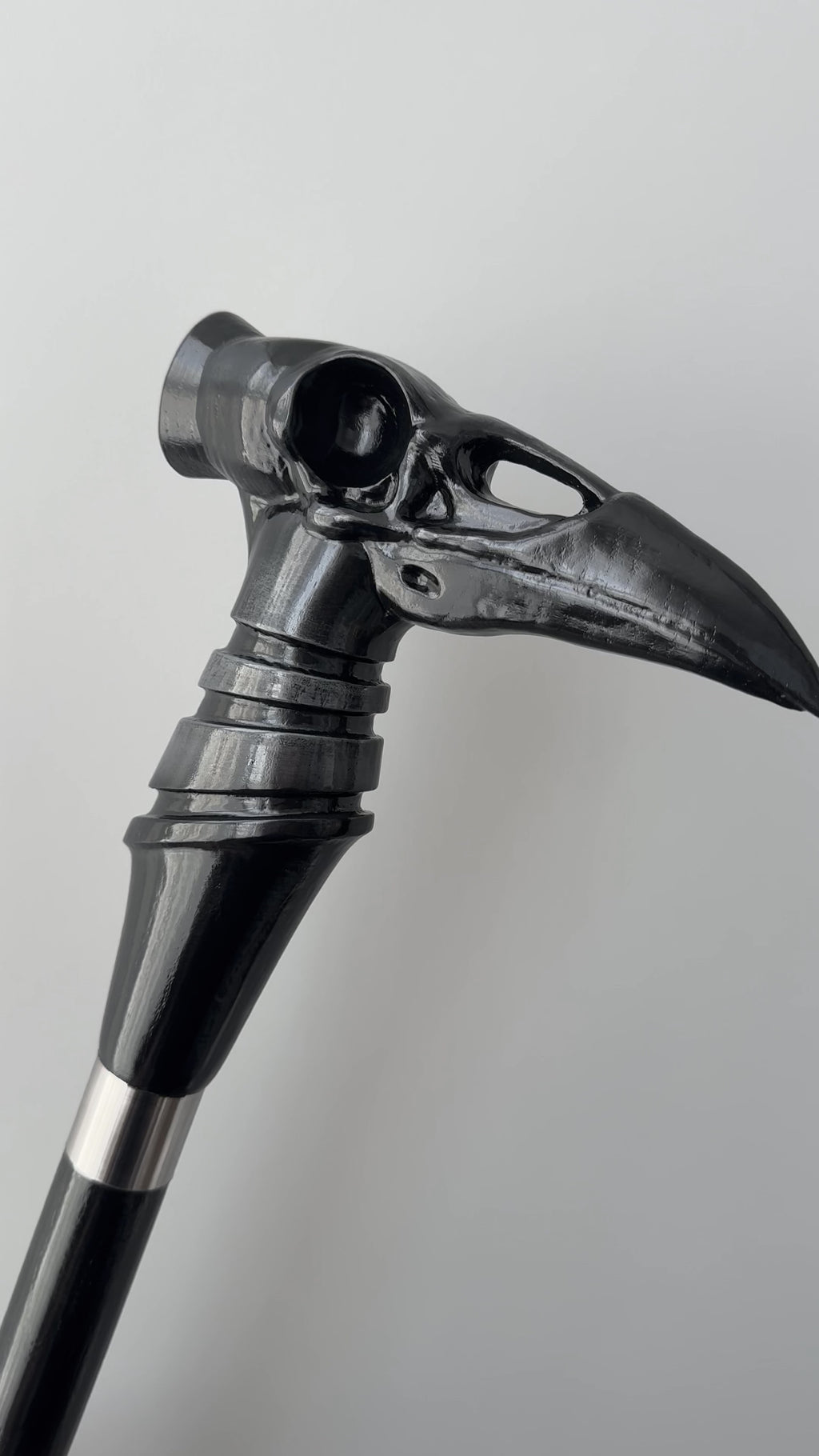 Black Crow Skull Walking Cane, Goth Style Stick