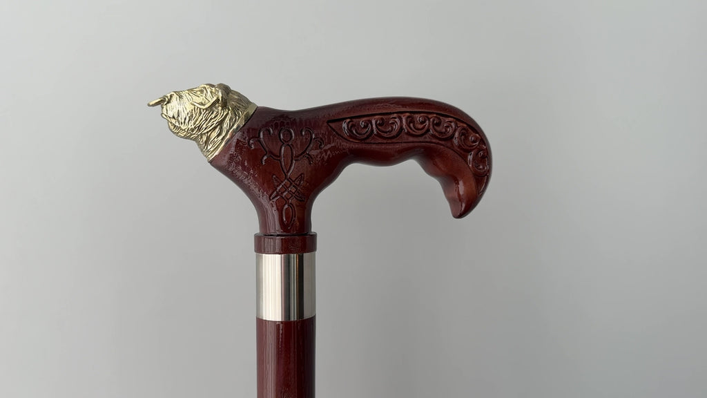 Heavy Duty Oak Walking Cane with Designer Brass Handle