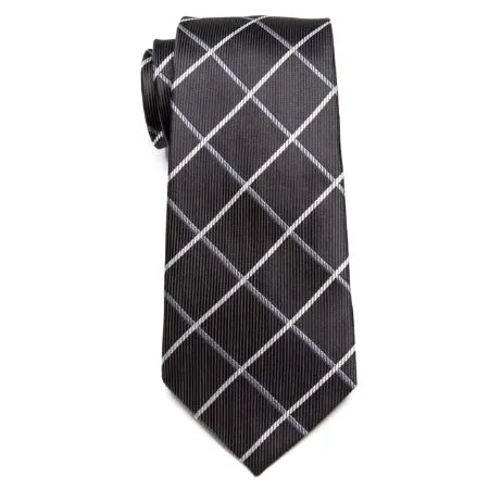Classic Black Checkered Necktie for Men - Elegant Formal Accessory