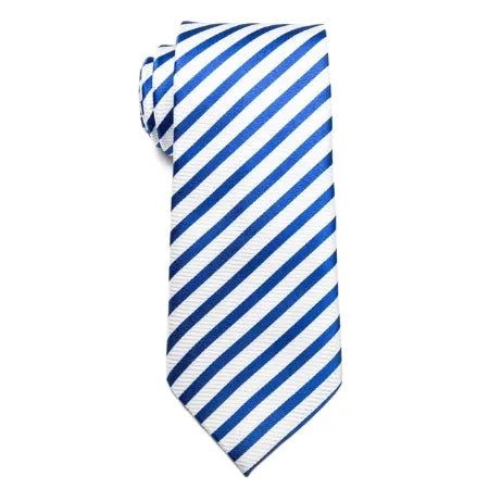 Classic White and Blue Striped Necktie for Men - Elegant Accessory for Formal Occasions