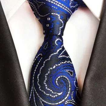 Deep Blue Floral Silk Necktie for Classy Men - Perfect for Formal Occasions