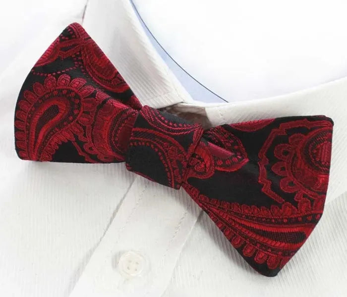 Red and Black Silk Self-Tie Bow Tie for Classy Men