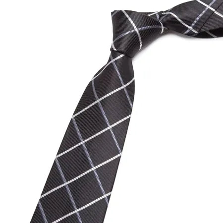 Classic Black Checkered Necktie for Men - Elegant Formal Accessory