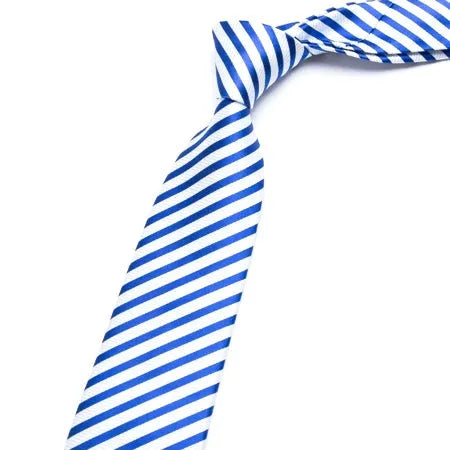Classic White and Blue Striped Necktie for Men - Elegant Accessory for Formal Occasions