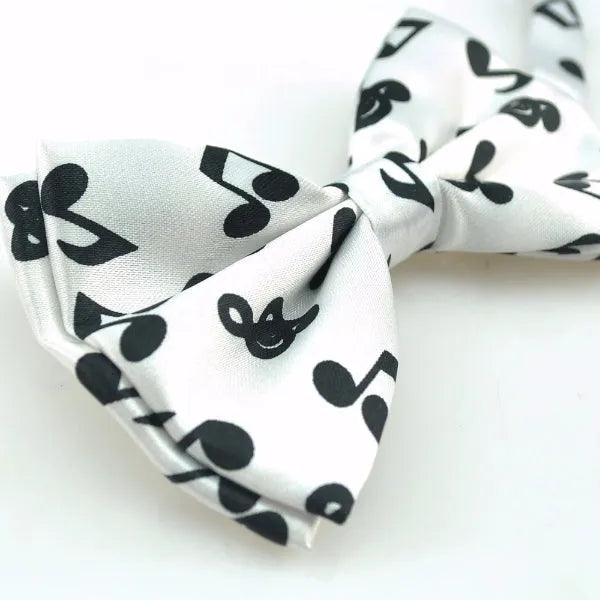 White Musical Note Pre-Tied Bow Tie for Classy Men