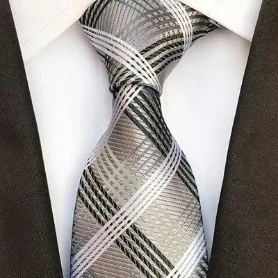 Elegant Champagne Checkered Silk Tie for Classy Men