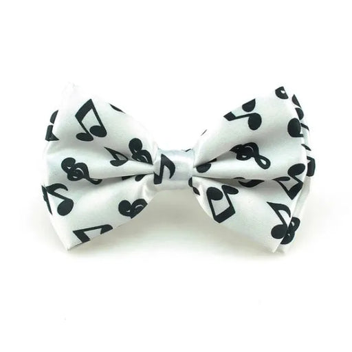 White Musical Note Pre-Tied Bow Tie for Classy Men