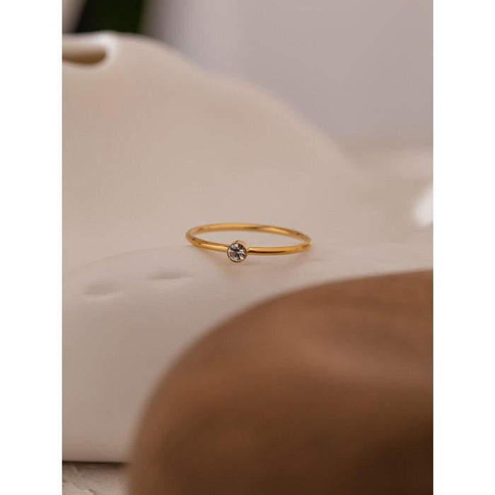 Elegant Small Golden Ring with Crystal