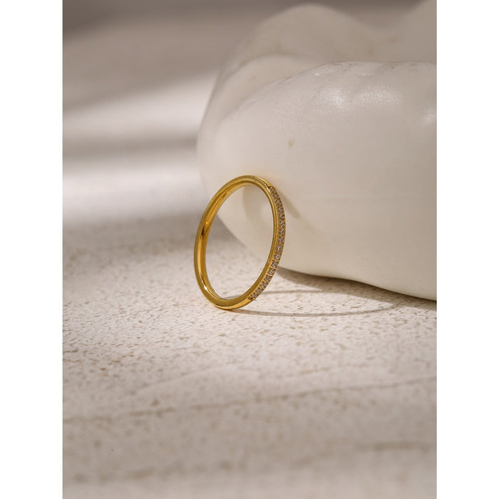 Unique Minimalistic Golden Ring with Crystals