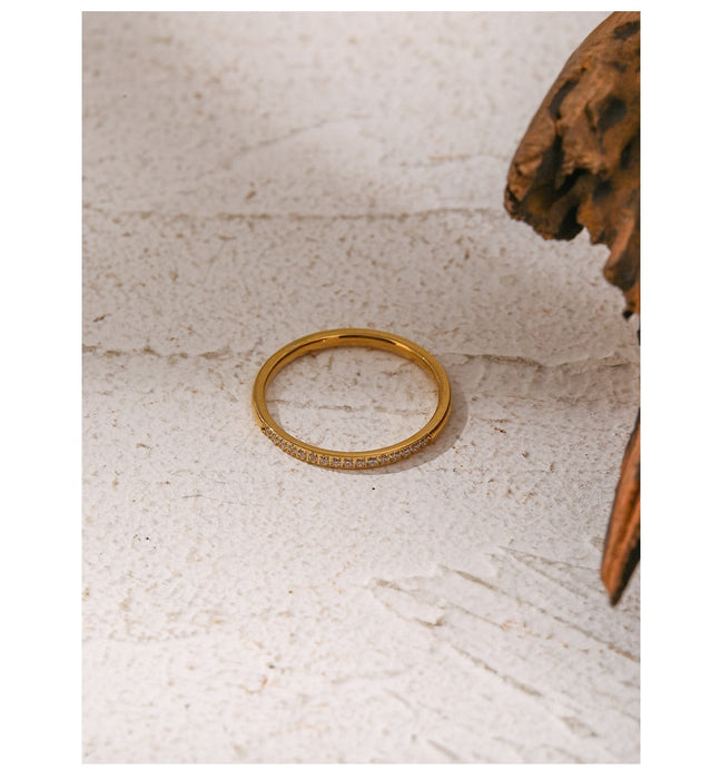 Unique Minimalistic Golden Ring with Crystals