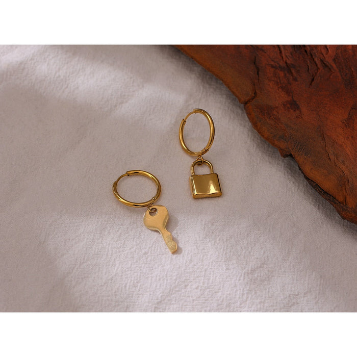 Lock and Key Design Earrings