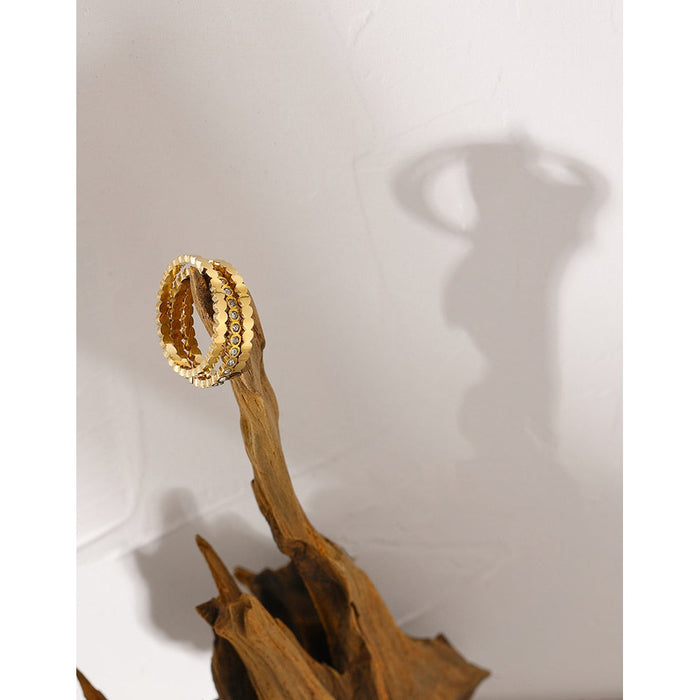 Designer Golden Ring with Crystals for Woman