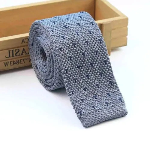 Grey Dotted Knit Tie for Men - Classy Sophisticated Accessory