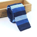 Blue Striped Knit Tie for Men - Classy Square Design