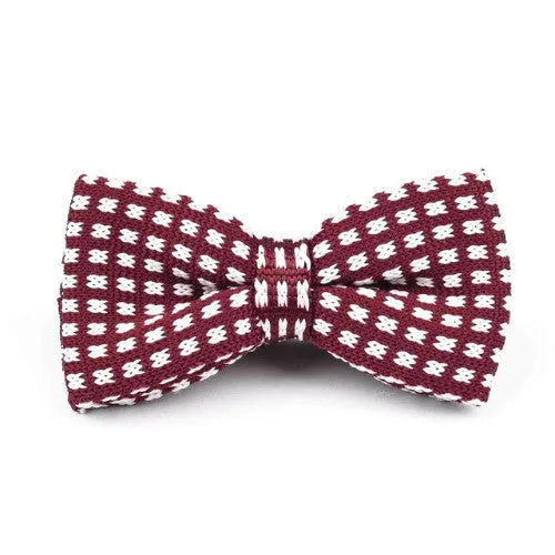 Red and White Classy Knitted Bow Tie for Men