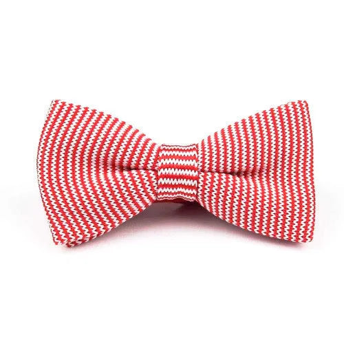 Red Striped Knitted Bow Tie for Classy Men