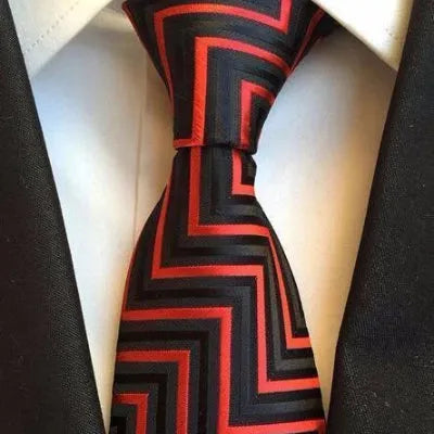 Red and Black Zig Zag Silk Tie for Classy Men