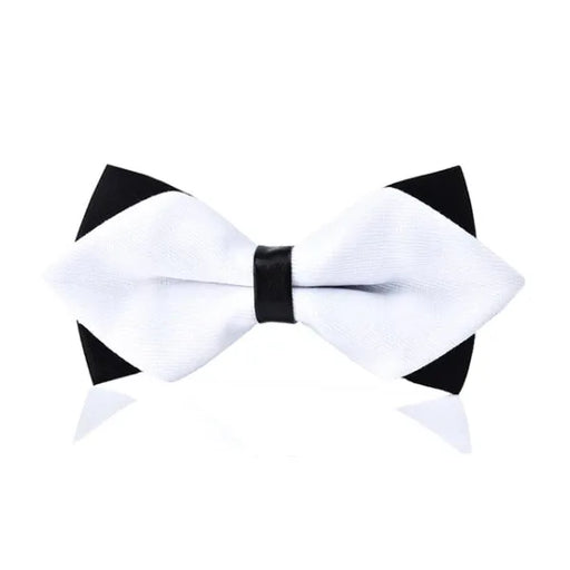 White Pre-Tied Diamond Bow Tie for Classy Men - Elegant Formal Accessory