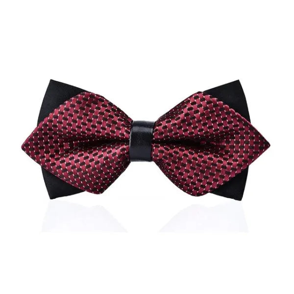 Red Patterned Pre-Tied Diamond Bow Tie for Classy Men