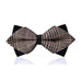 Beige Striped Pre-Tied Bow Tie for Men - Classy Diamond Design