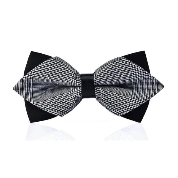 Grey Striped Diamond Bow Tie for Men Classy Pre-Tied Accessory