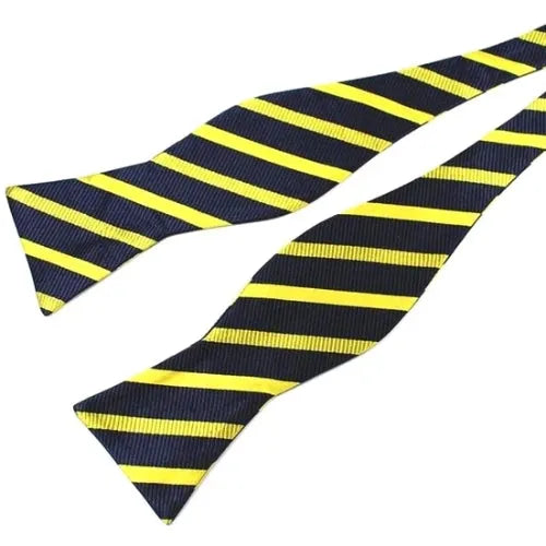 Self-Tie Silk Bow Tie for Men in Elegant Yellow and Navy