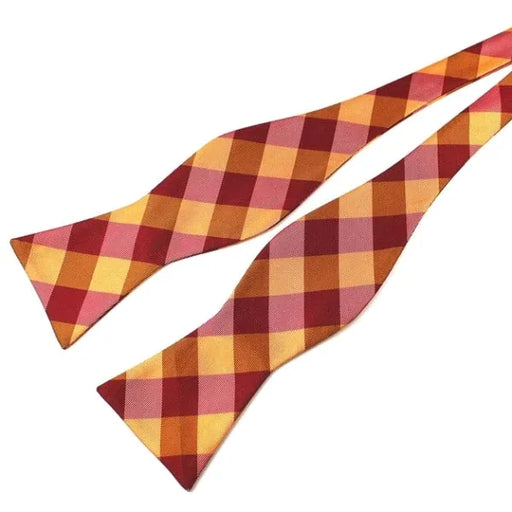 Spanish Checkered Silk Self-Tie Bow Tie for Classy Men