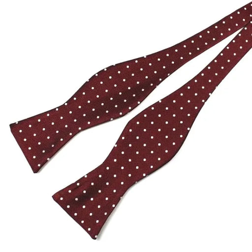 Wine Red Dotted Silk Self-Tie Bow Tie for Classy Men