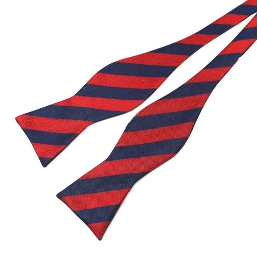 Red and Blue Striped Silk Self-Tie Bow Tie for Classy Men