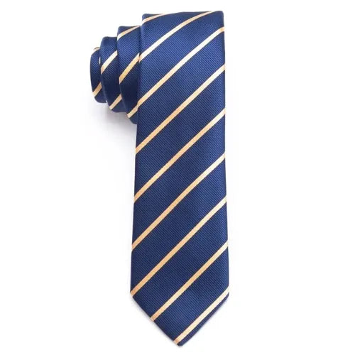 Gold Striped Skinny Tie for Men - Elegant Accessory for Formal and Cas