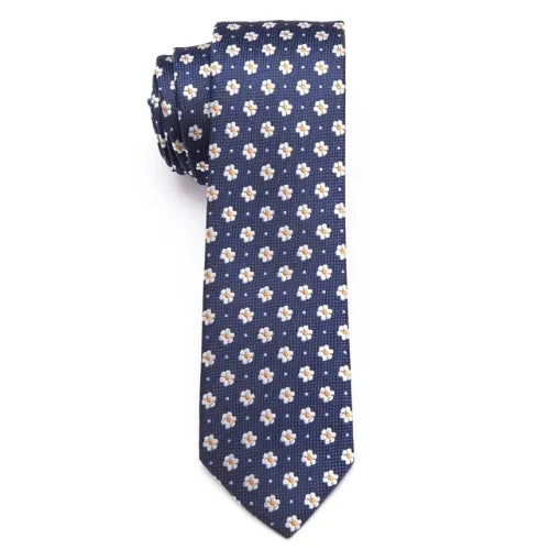 Blue Daisy Skinny Tie for Classy Men Stylish Accessory for Any Occasion