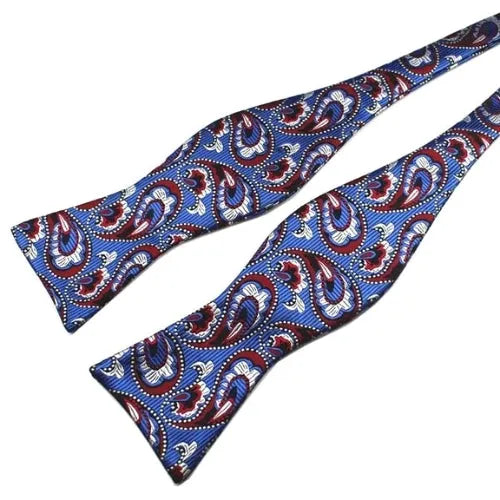Silk Self-Tie Bow Tie in Classy Blue Pattern for Men
