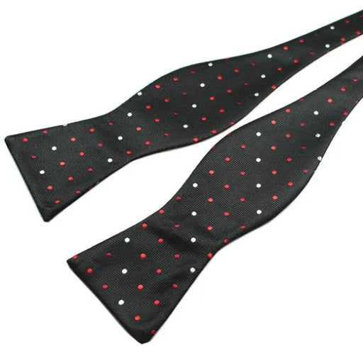 Silk Self-Tie Bow Tie for Men in Classy Black with Dotted Design