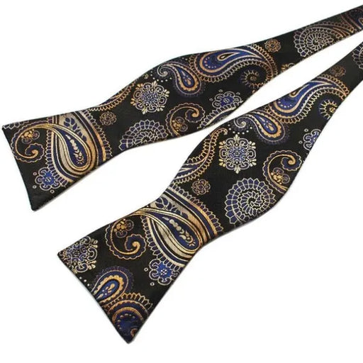 Black Patterned Silk Self-Tie Bow Tie for Classy Men