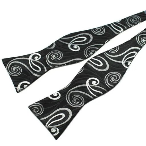 Black and White Silk Self-Tie Bow Tie for Classy Men