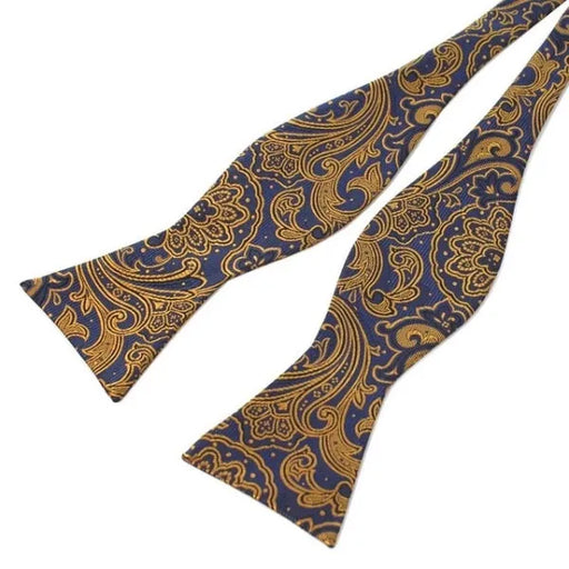 Yellow and Blue Silk Self-Tie Bow Tie for Classy Men