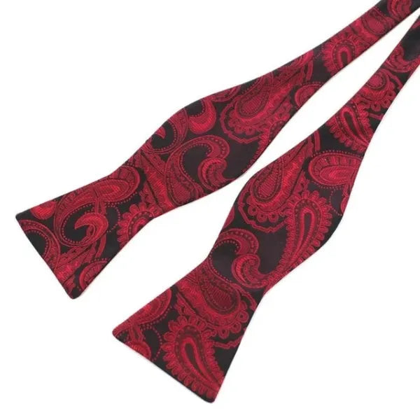 Red and Black Silk Self-Tie Bow Tie for Classy Men